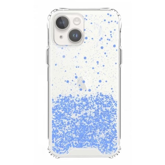 Capa Silicone Com Desenho Bling Glitter Apple Iphone 14 Azul Claro Com Protetor De Câmera