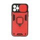 Funda De Silicona TPU Con Anillo Para El Dedo Apple Iphone 11 Pro Rojo Con Protector De Cámara Y Ventana Deslizante