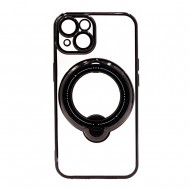 Capa Silicone Anti-Choque Apple Iphone 14 Preto Com Lente Protetora De Câmera Magsafe