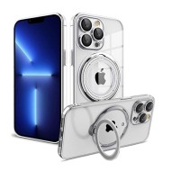 Funda De Silicona Apple Iphone 14 Pro Max Plata Magsafe Con Anillo De Dedo Y Lente Protectora De Cámara