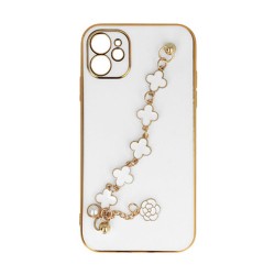 Apple Iphone 11 White Silicone Gel Case With Camera Protector And Chain Design 3