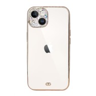 Capa Silicone Gel Apple Iphone 14 Dourado Com Protetor De Câmera Brilhante