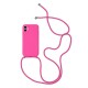 Funda De Gel De Silicona Apple Iphone 11 Pro Rosa Con Protector De Cámara Y Cadena