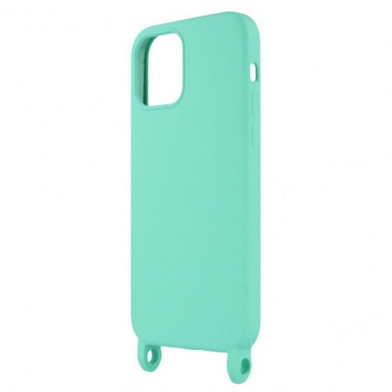 Apple Iphone 12/12 Pro Turquoise Green Robust Silicone Gel Case With String