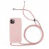 Capa Silicone Gel Apple Iphone 12/12 Pro Rosa Clara Robusta Com Corda
