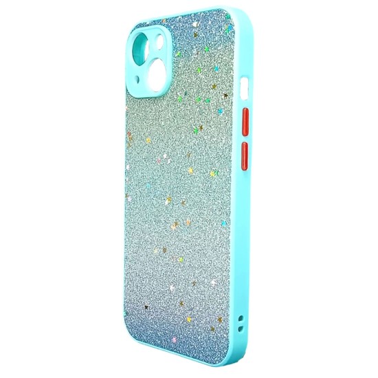 Funda De Gel De Silicona Apple Iphone 13 Verde Glitter Con Protector De Cámara