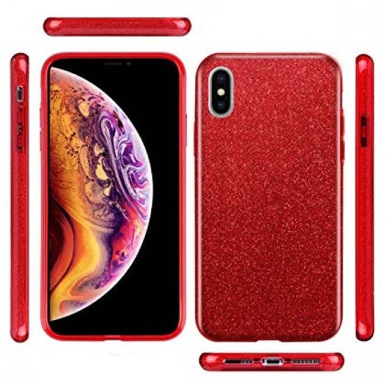 Capa Premium Bling Sparkling Para Iphone Xs Max Rojo