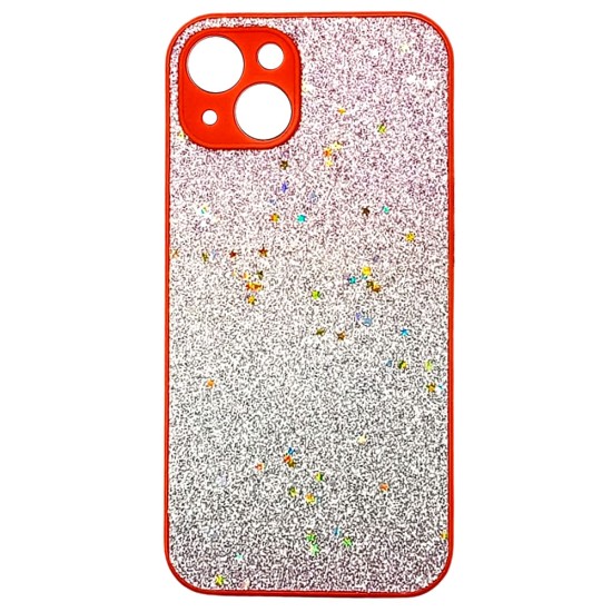 Funda De Gel De Silicona Apple Iphone 13 Rojo Glitter Con Protector De Cámara