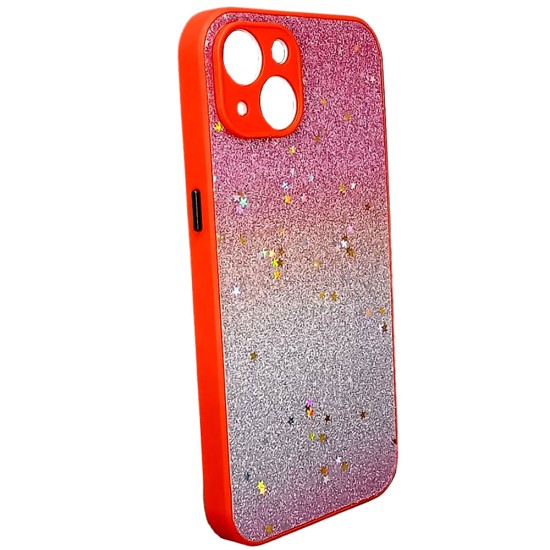 Apple Iphone 13 Red With Camera Protector Glitter Silicone Gel Case