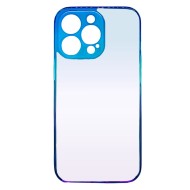 Funda De Gel De Silicona Bumper Apple Iphone 13 Pro Azul Gradiente Con Protector De Cámara