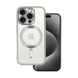 Apple Iphone 13 Pro Max Silver MagSafe Silicone Gel Bumper Case With Protective Camera Lens