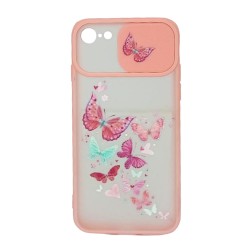 Apple Iphone 7/8 Pink Butterflies Camera Protector Bumper Silicone Gel Case