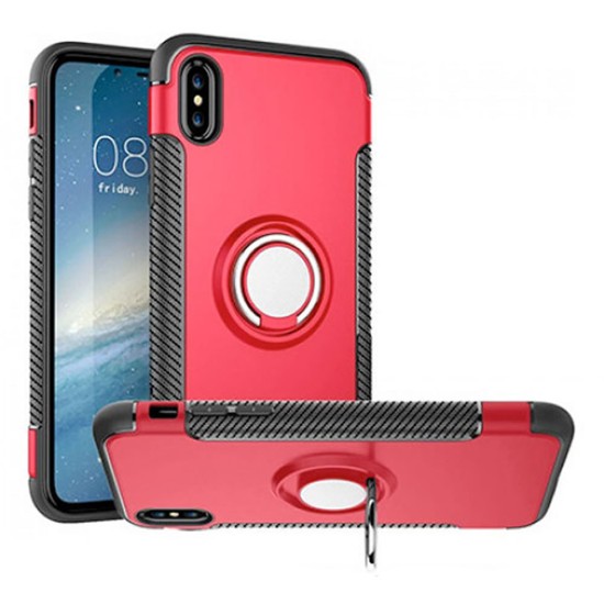 Capa Kickstand Magnético Con Soporte Del Anillo Tapa De La Protección De 360 Grados Para Iphone Xs Max Plata