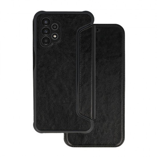 Funda Flip Cover Samsung Galaxy A13 4G Negra Leather Razor Carbon Con Protector De Cámara