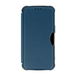 Samsung Galaxy A13 4G Navy Blue Razor Carbon Flip Cover Case With Camera Protector