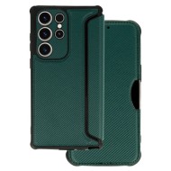 Capa Flip Cover Samsung Galaxy S23 Ultra Verde Razor Carbon Com Protetor De Câmera