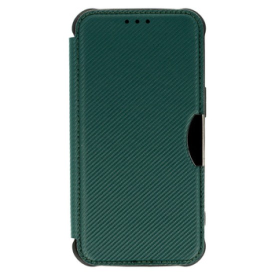 Capa Flip Cover Samsung Galaxy S23 Ultra Verde Razor Carbon Com Protetor De Câmera