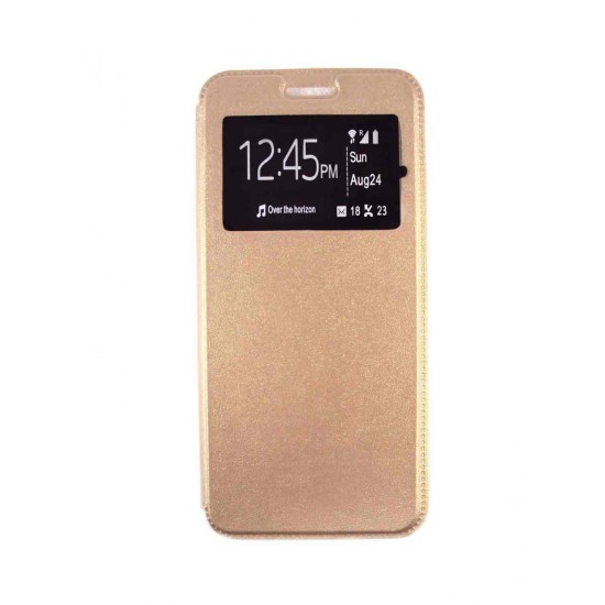 Funda Flip Cover Con Ventana Candy Samsung Galaxy A8 Plus Dorado