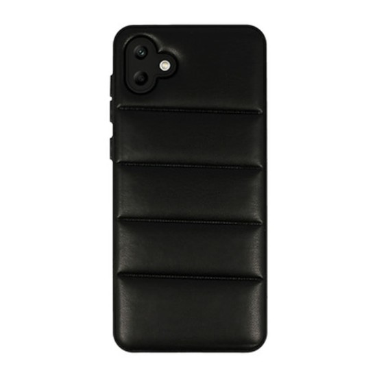 Capa Silicone Samsung Galaxy A04 Preto Leather Almofadada Com Protetor De Câmera D2