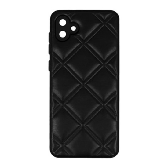 Samsung Galaxy A04 Black Leather Cushioned Silicone Case With Camera Protector D3