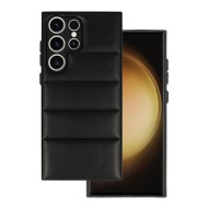 Funda De Silicona Samsung Galaxy S23 Ultra Negra Leather Acolchada Con Protector De Cámara D2