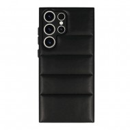 Funda De Silicona Samsung Galaxy S23 Ultra Negra Leather Acolchada Con Protector De Cámara D2