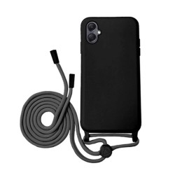 Capa Silicone Samsung Galaxy A05 Preto Com Corda