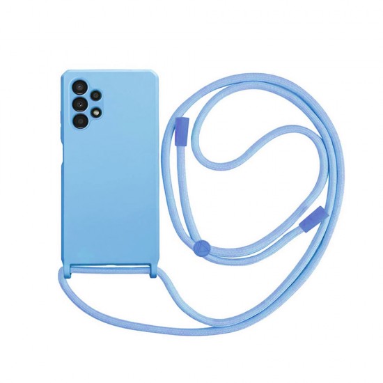 Samsung Galaxy A13 4G Blue Silicone Case With Camera Protector And String