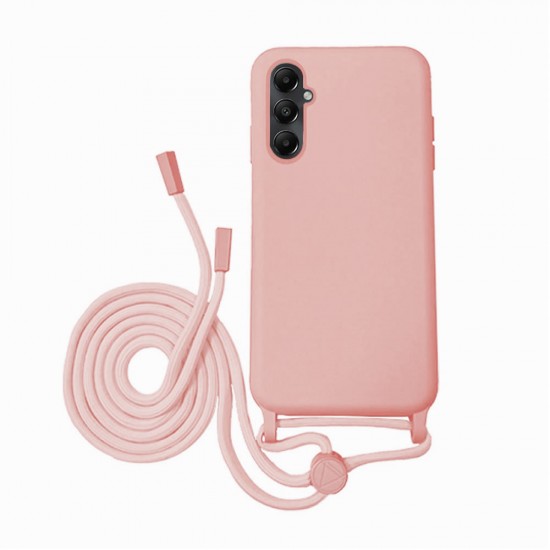 Capa Silicone Samsung Galaxy A15 Rosa Com Corda