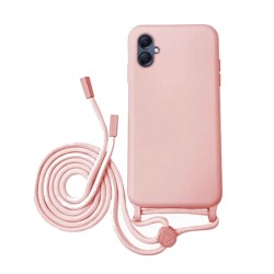 Capa Silicone Samsung Galaxy A05 Rosa Com Corda