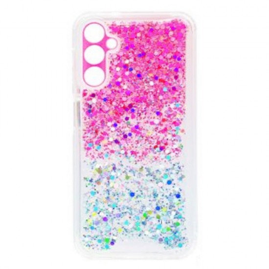 Samsung Galaxy A34 5G Pink Silver Glitter Hard Anti-Shock Silicone Case With Camera Protector