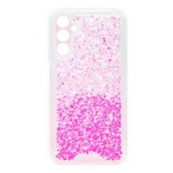 Samsung Galaxy A34 5G White Pink Glitter Hard Antishock Silicone Case With Camera Protector