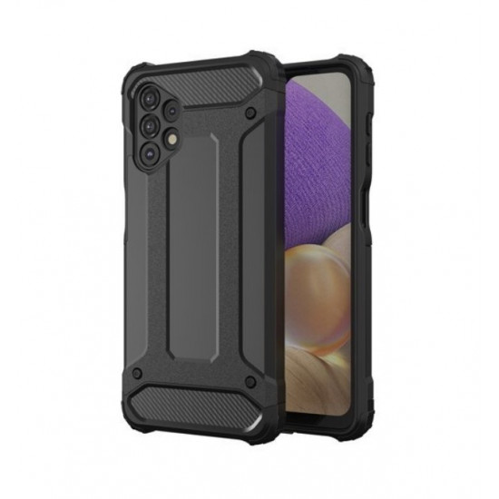 Capa Silicone Anti-Choque Armor Carbon Samsung Galaxy A32 4g Preto Com Protetor De Câmera