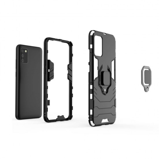 Capa Silicone Anti-Choque Armor Carbon Samsung Galaxy A02s Preto Ring Armor