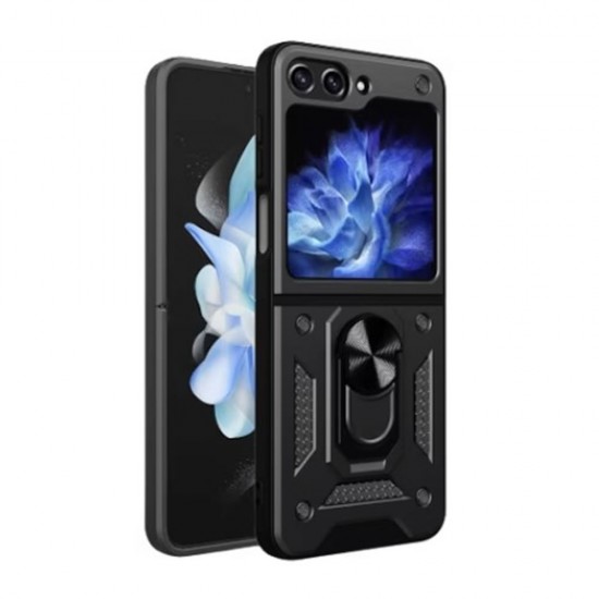 Funda De Silicona Antigolpes Armor Carbon Samsung Galaxy Z Flip5 Negro Ring Armor