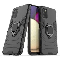 Funda De Silicona Con Anillo Para El Dedo Samsung Galaxy A03s Negro Ring Armor Case