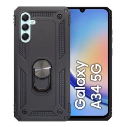 Funda De Silicona TPU Antigolpes Con Anillo Para El Dedo Samsung Galaxy A34 5G Negro