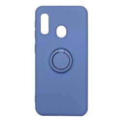 Funda De Silicona Samsung Galaxy A20E/A202 Azul Oscuro Con Soporte De Anilla