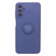 Capa Silicone Com Anel De Dedo Samsung Galaxy A24 4g/A25 5g Azul Escuro Com Protetor De Câmera