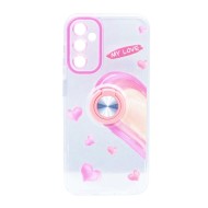 Samsung Galaxy A54 Pink Love Ring Silicone Case With Camera Protector