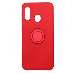 Funda De Silicona Samsung Galaxy A20E/A202 Rojo Con Soporte De Anilla