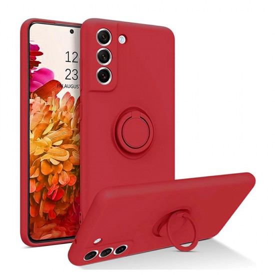 Funda De Silicona Samsung Galaxy A24 4G/A25 5G Roja Con Protector De Cámara Y Soporte De Anilla