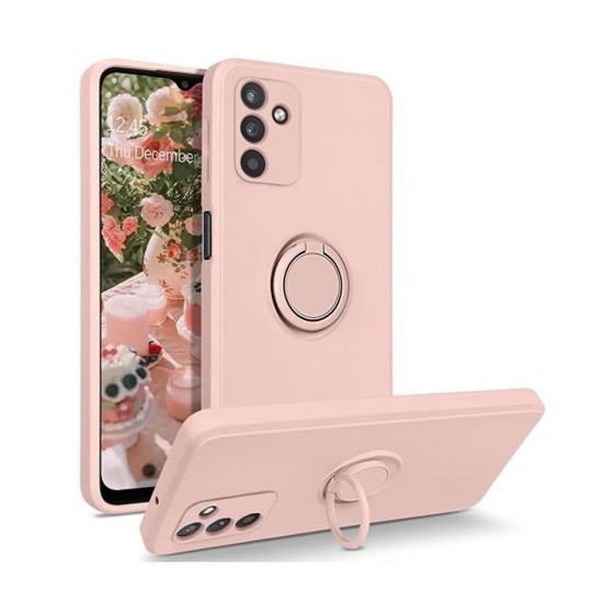 Capa Silicone Com Anel De Dedo Samsung Galaxy A24 4g/A25 5g Rosa Com Protetor De Câmera