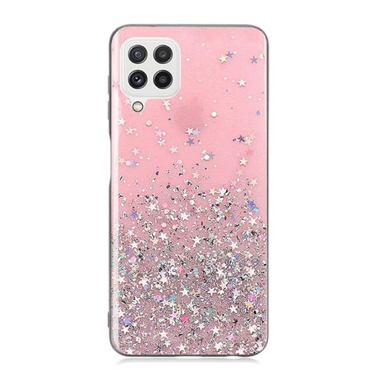 Funda De Silicona Samsung Galaxy A22 4g A225 Con dibujo Bling Glitter Rosa