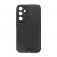 Capa Silicone Dura Samsung Galaxy A35 5g Preto Com Protetor De Câmera E Bolso Para Cartão