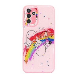 Samsung Galaxy A24 4G Pink Kitty Hard Silicone Case With Camera Protector