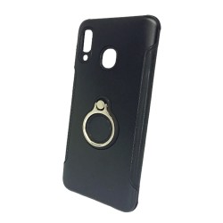 Funda De Silicona Dura Con Anillo Para El Dedo Samsung Galaxy A30 Negro