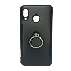 Funda De Silicona Dura Con Anillo Para El Dedo Samsung Galaxy A30 Negro