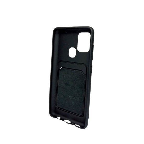 Funda De Gel De Silicona Negro Samsung Galaxy A21S Con Bolsillo Para Tarjetas