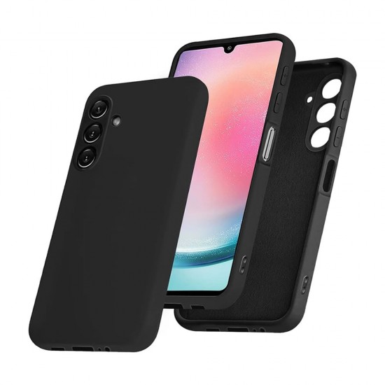 Capa Silicone Gel Samsung Galaxy A24 Preto Com Protetor De Câmera Robusta